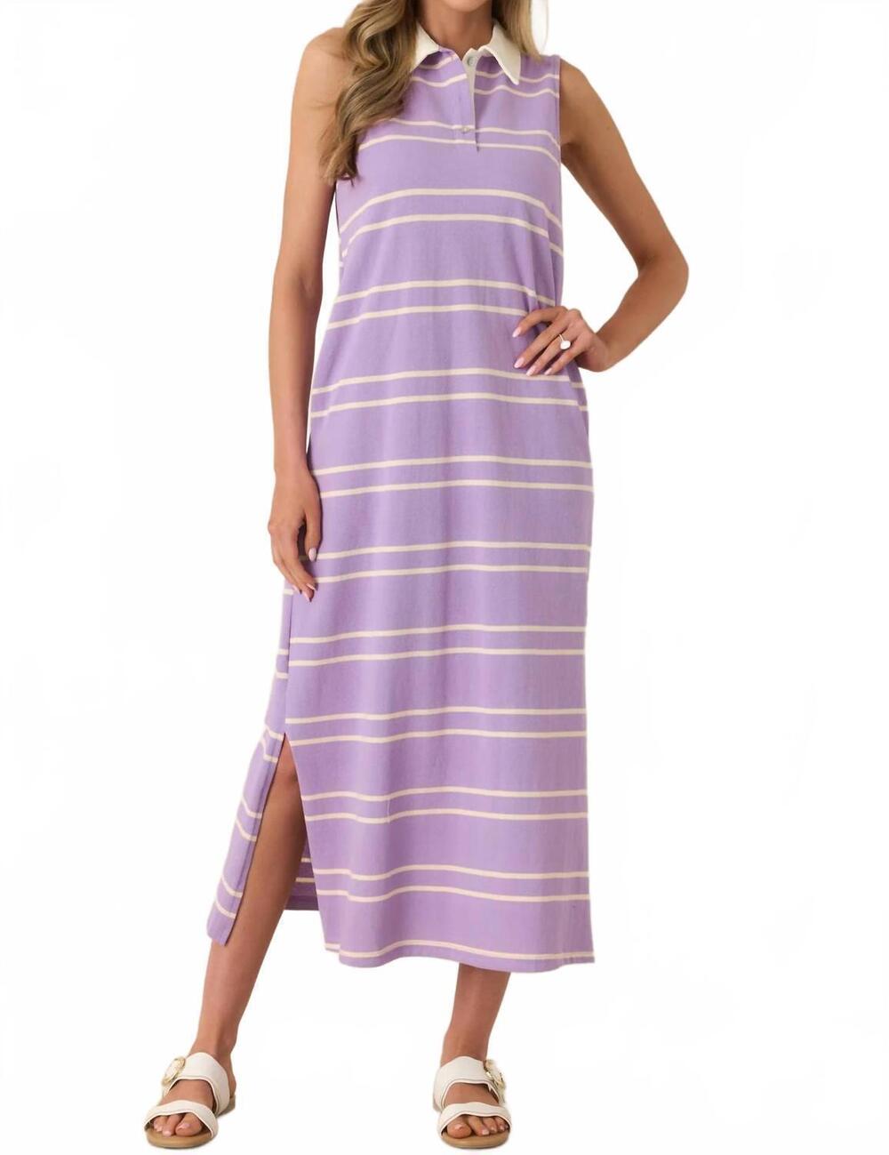 NEW ENTRO polo maxi dress in lavender